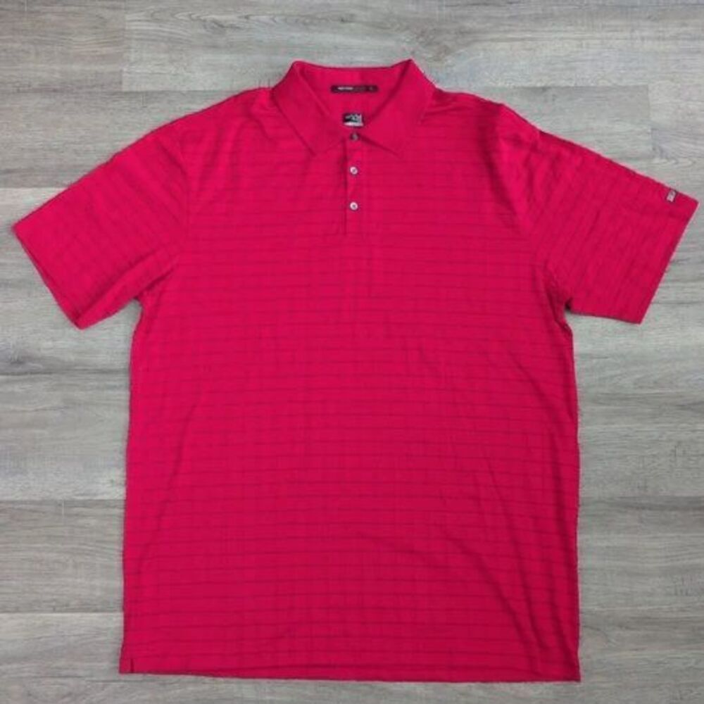 Tiger Woods Collection Nike Golf Polo Shirt Red Black Stripes XL